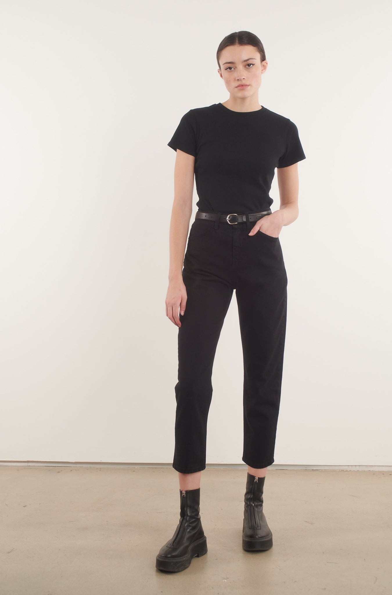 STEVIE BLACK TAPERED STRAIGHT LEG DENIM - 3