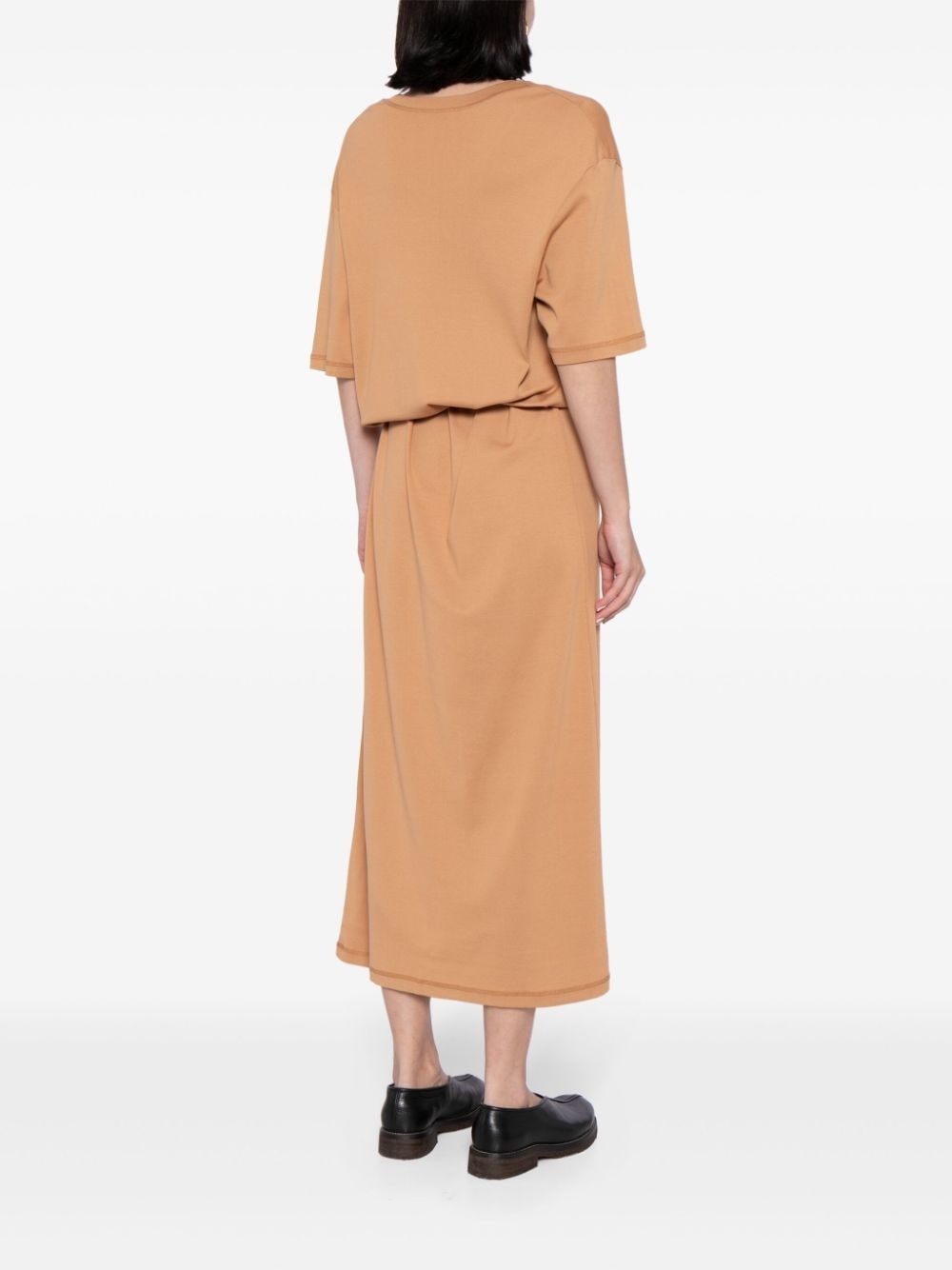 belted rib T-shirt dress - 4