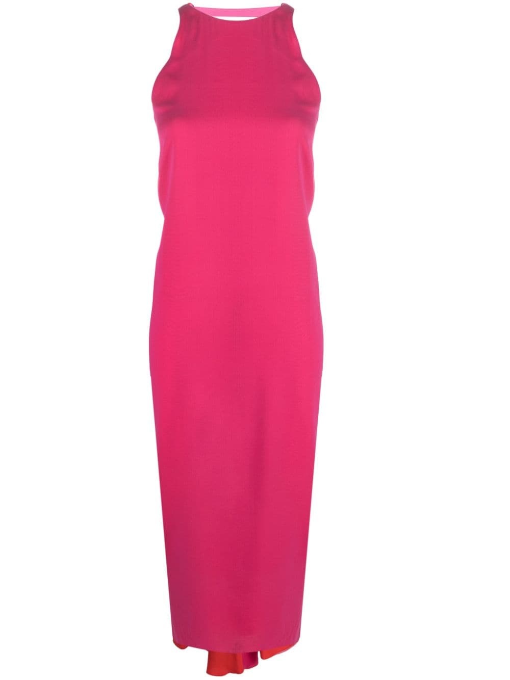 drape-detailing silk midi dress - 1
