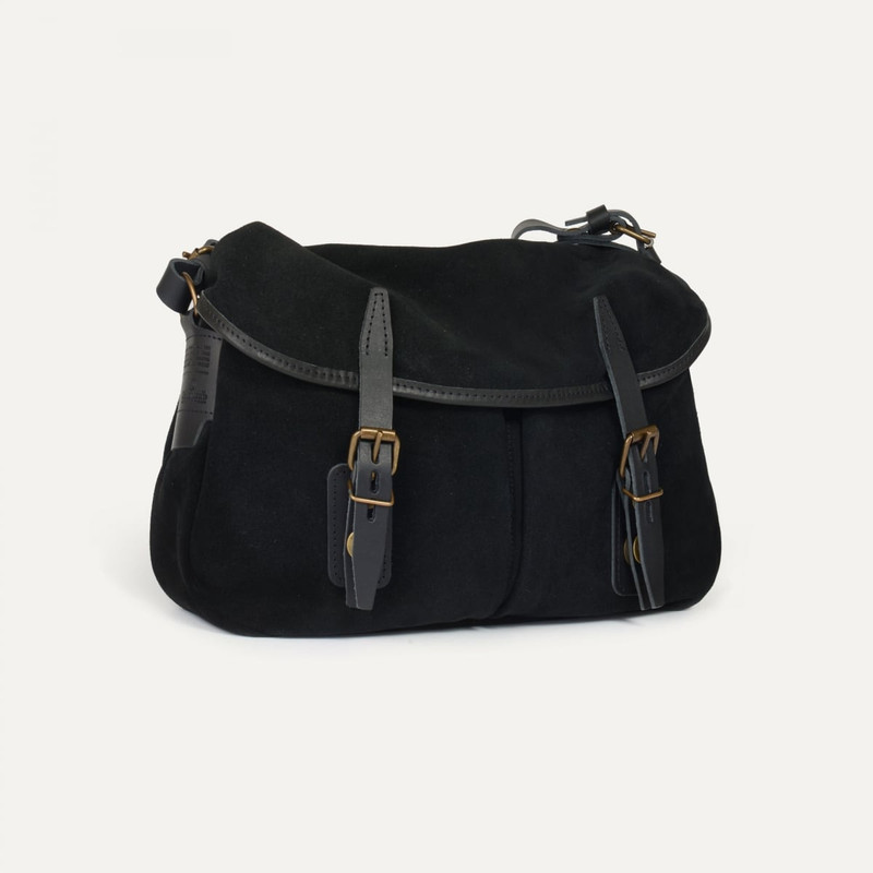 Bleu de Chauffe MUSETTE S FISHERMAN'S BAG / SUEDE  -  BLACK outlook