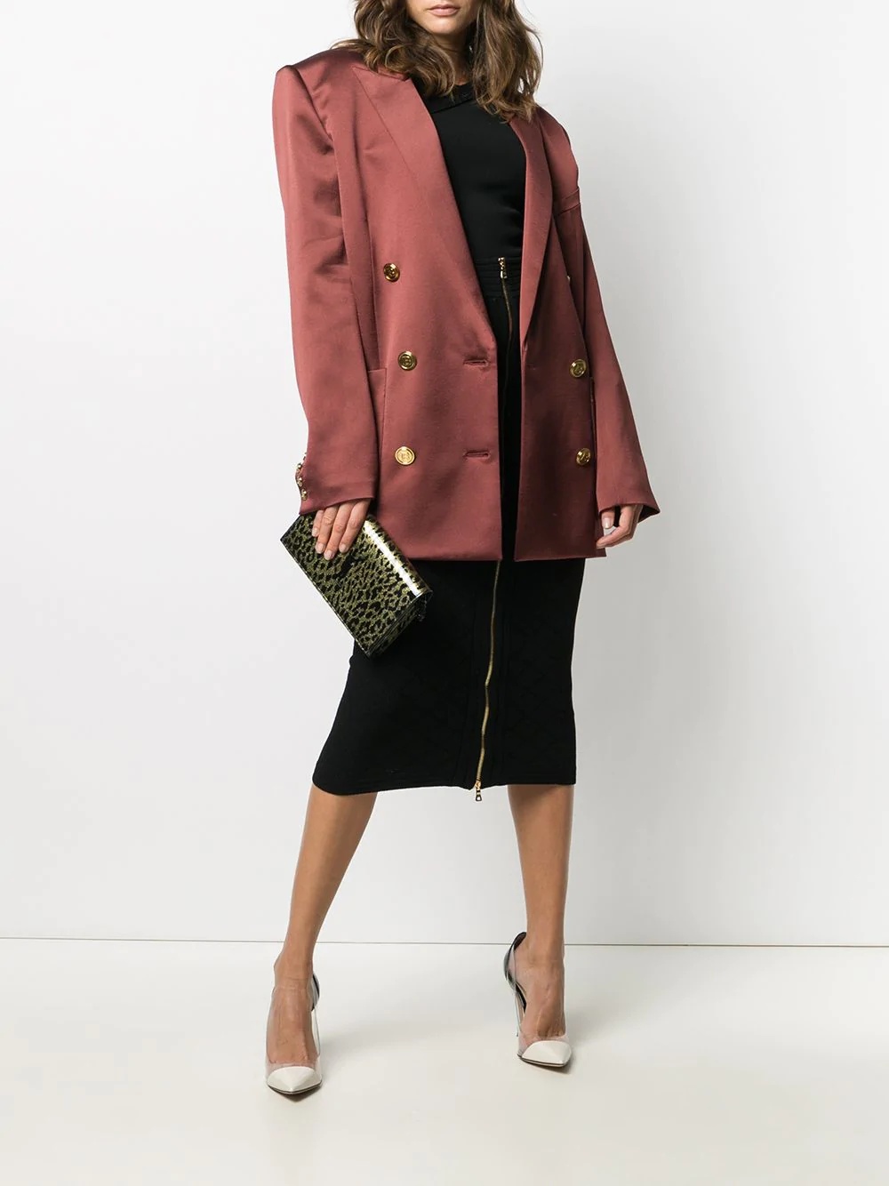 structured-shoulders double-breasted blazer - 2