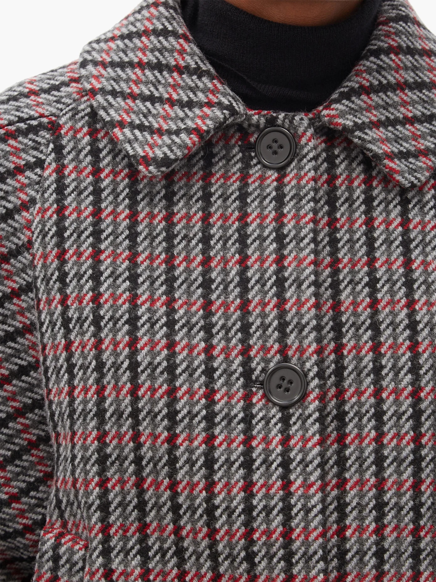 Checked wool-blend swing jacket - 4