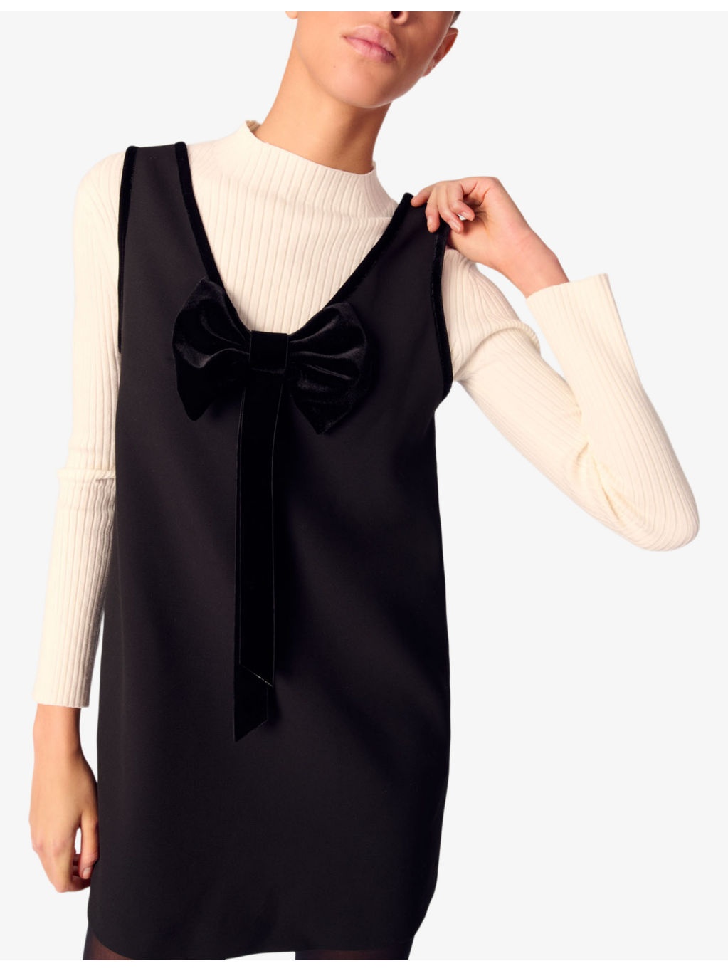 Bow-embellished relaxed-fit sleeveless woven mini dress - 5