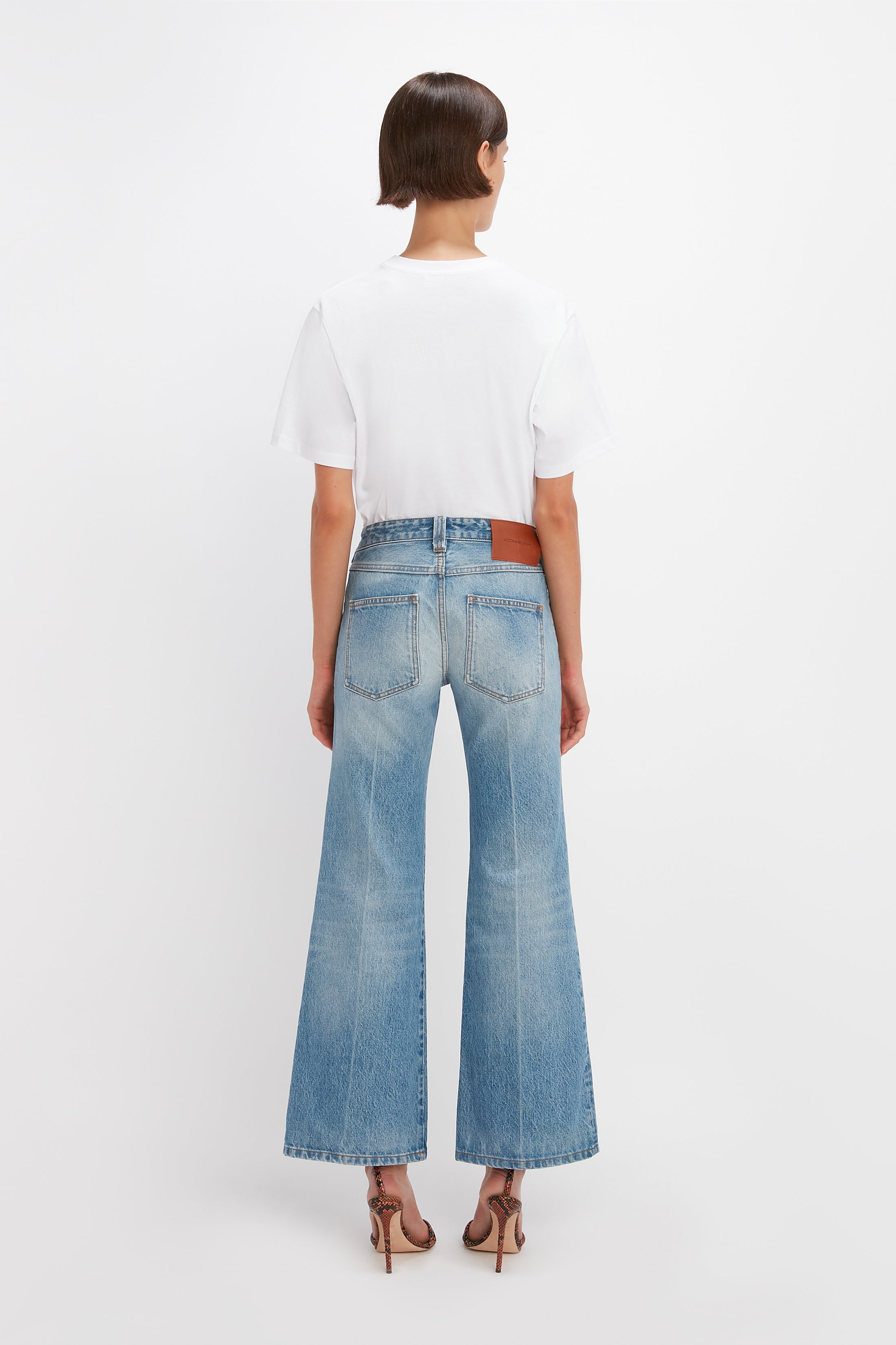 Edie Mid-Rise Kick Flare Jean in California Wash - 4