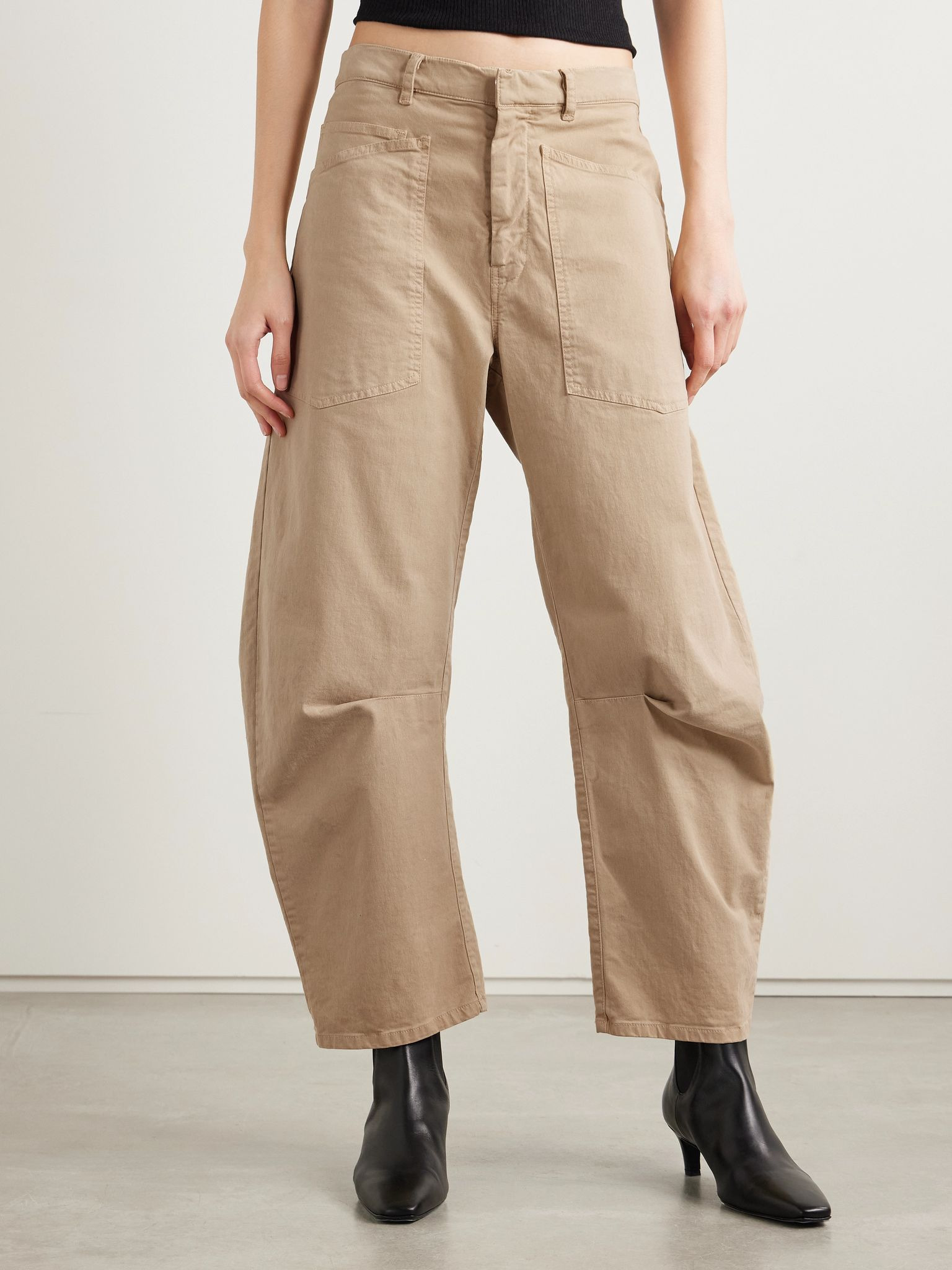 Shon brushed cotton-blend twill tapered pants Beige - 3