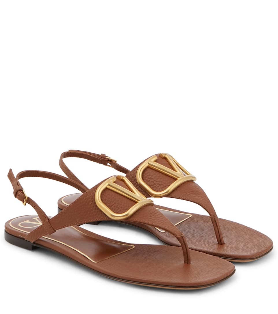 VLogo leather thong sandals - 1