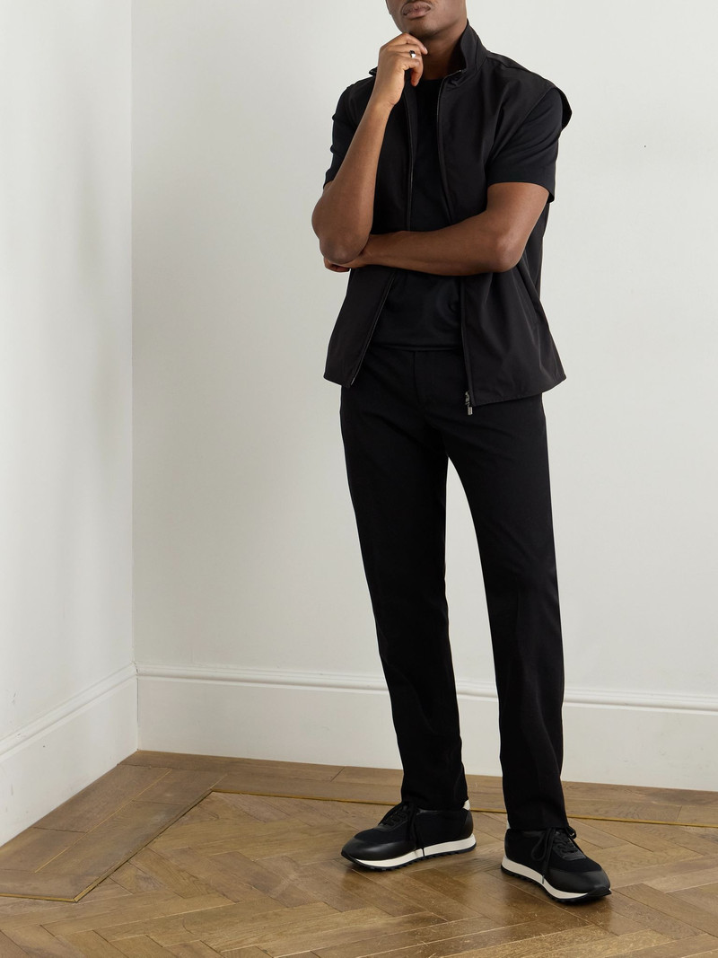 ZEGNA Slim-Fit Logo-Embroidered Cotton-Jersey T-Shirt Black outlook
