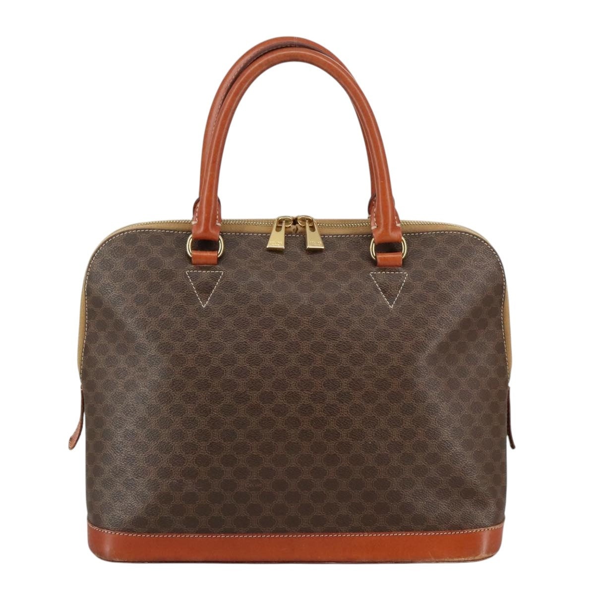 CELINE Macadam Canvas Hand Bag Pvc Leather Brown Gold - 2