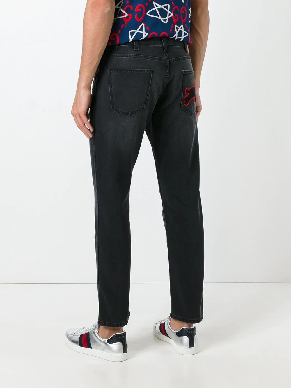 tapered jeans with panther - 4