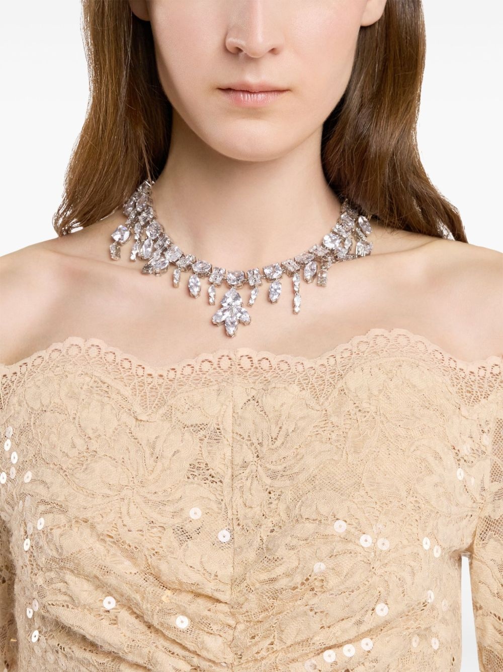 rhinestone-embellished necklace - 3