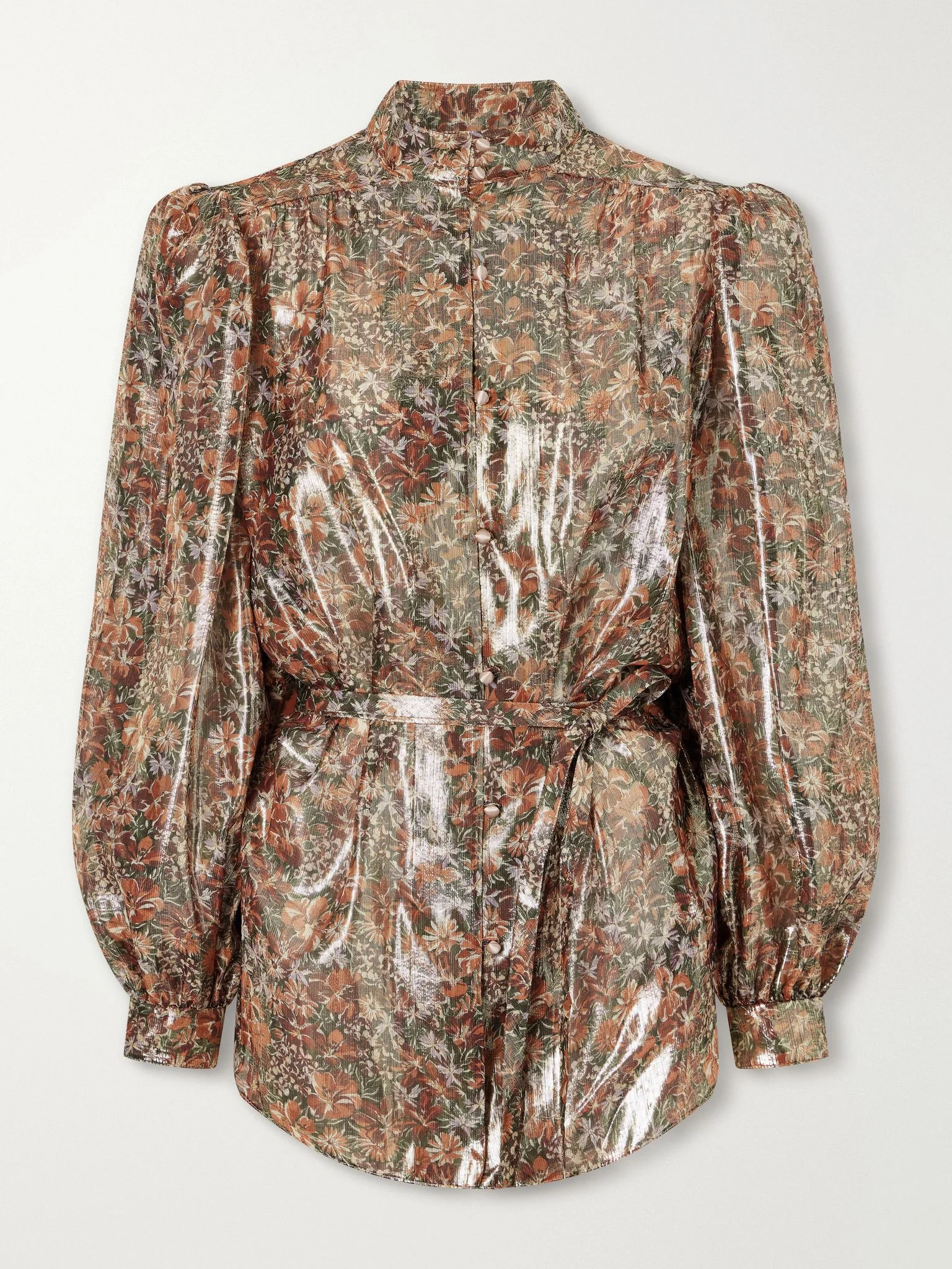 Belted floral-print silk-blend blouse Multi - 1