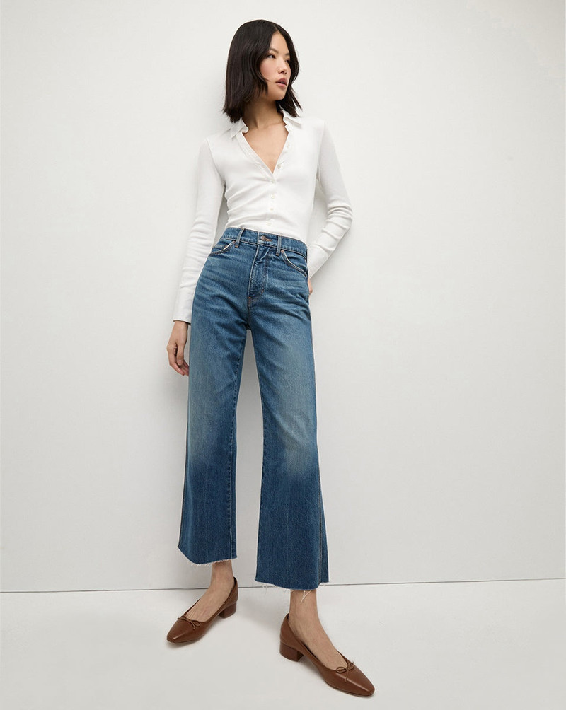 VERONICA BEARD DYLAN STRAIGHT-LEG RAW HEM JEAN outlook