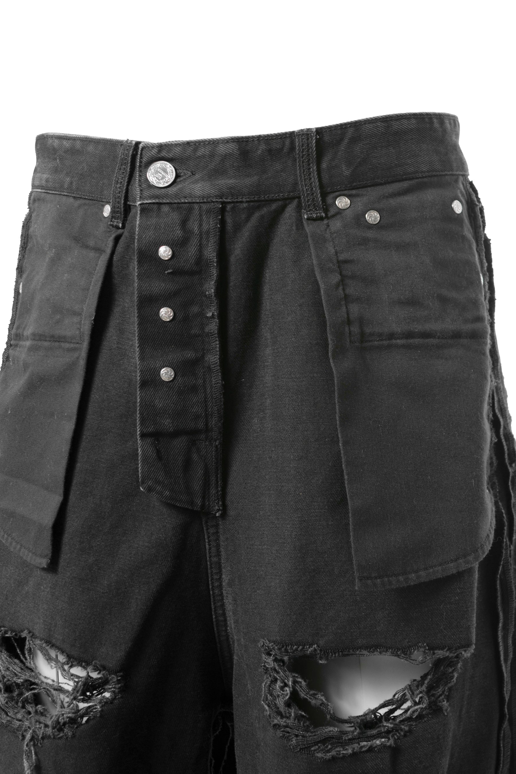 DESTROYED INSIDE-OUT BAGGY JEANS / BLK - 4