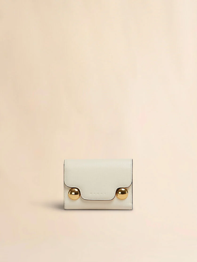 CREAM LEATHER TRUNKAROO TRIFOLD WALLET - 1