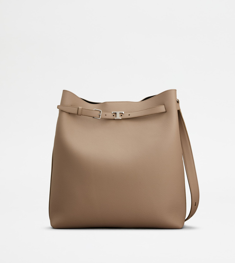 HOBO BAG IN LEATHER MEDIUM - BEIGE 1