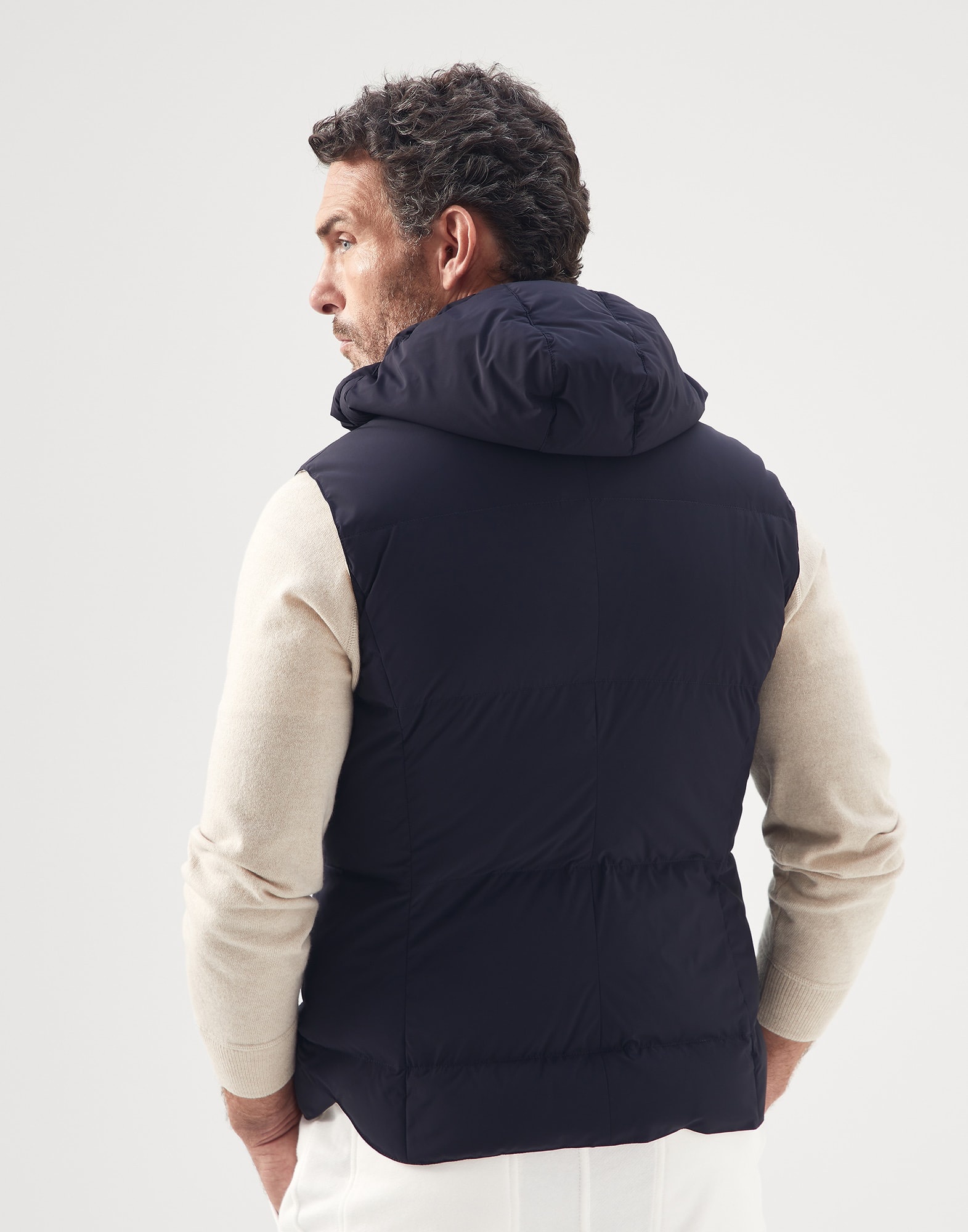 Bonded nylon down vest with detachable hood - 2