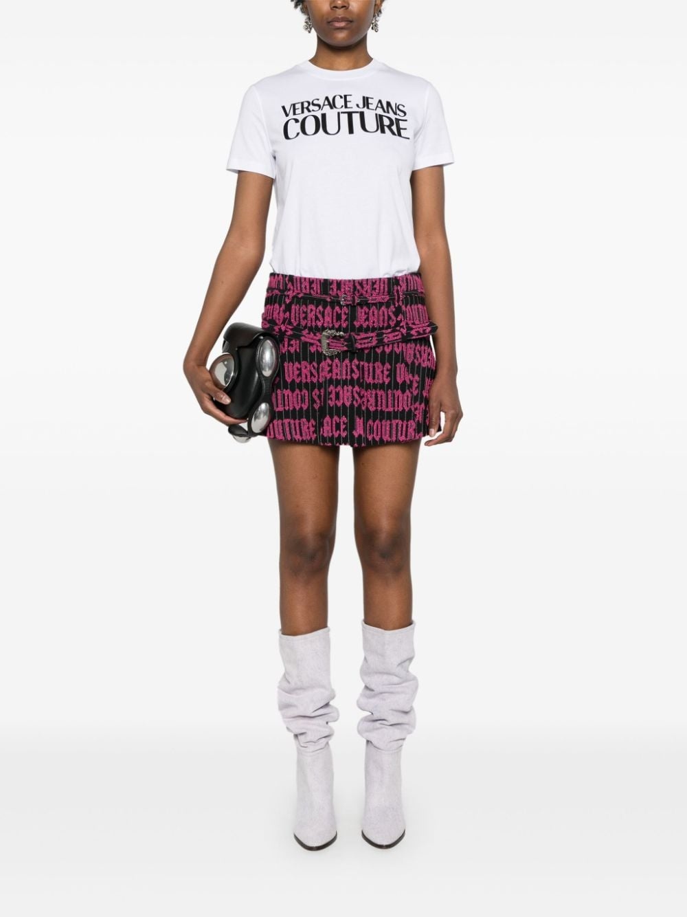 logo-tape cotton T-shirt - 2