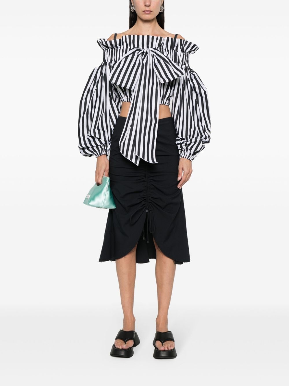 striped cropped blouse - 2