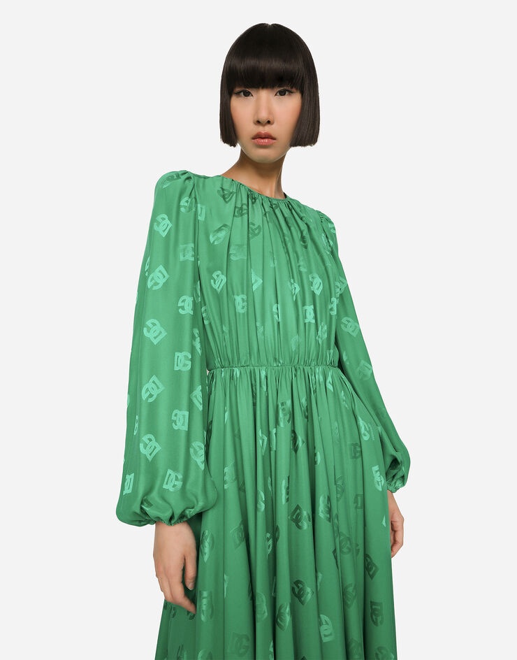 Dolce & Gabbana Silk calf-length dress with all-over DG logo -  F6ARPTFJ1JOV0402 | REVERSIBLE