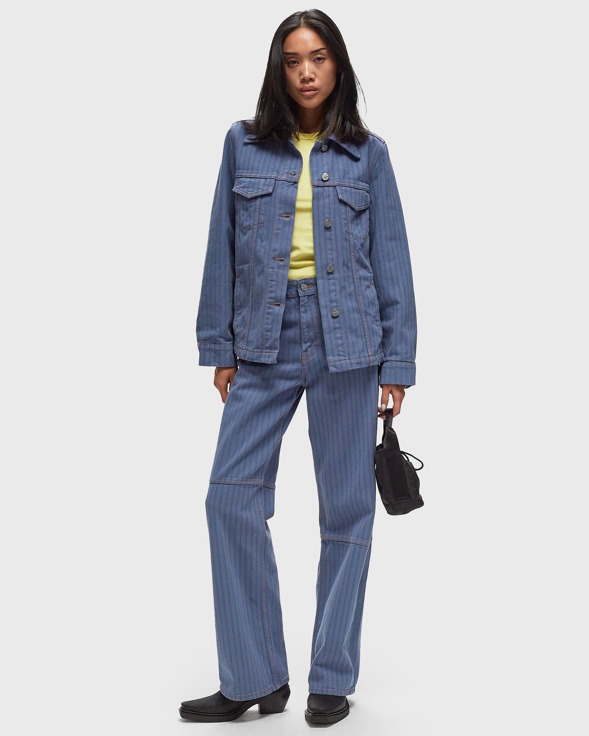 【GANNI】Stripe Overdyed Denim Jacket ジャケット Country Blue Stripe Overdyed Denim Jacket | GANNI NL