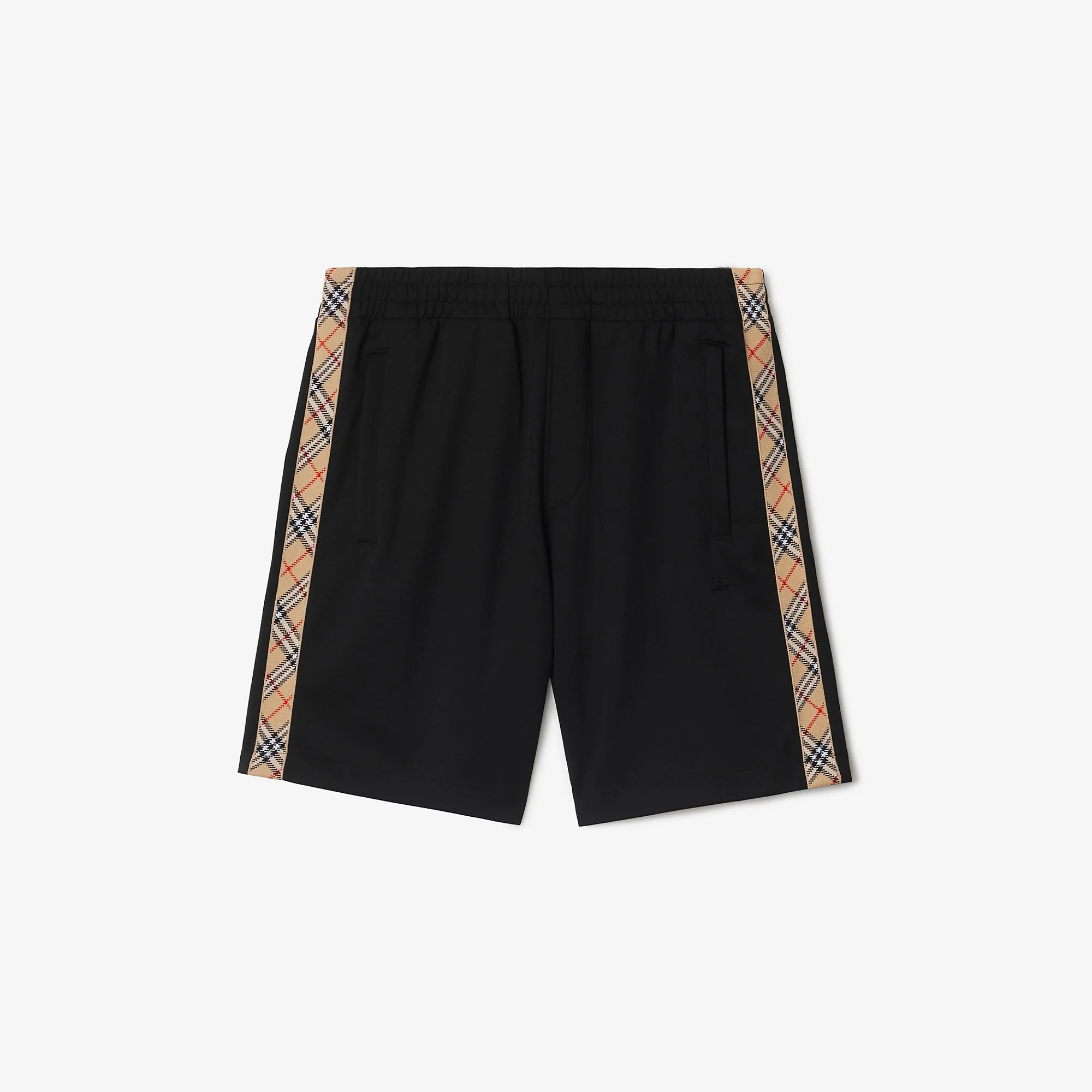 Check Trim Cotton Blend Shorts - 1