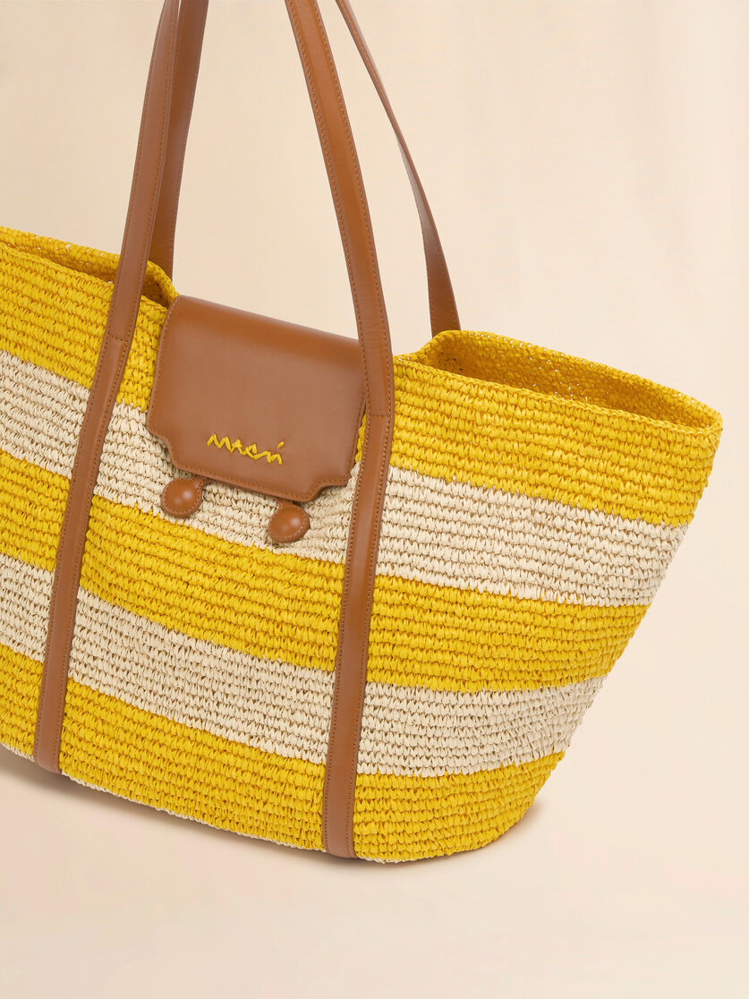MEDIUM YELLOW STRIPE RAFFIA-EFFECT TRUNKAROO BEACH BAG - 5