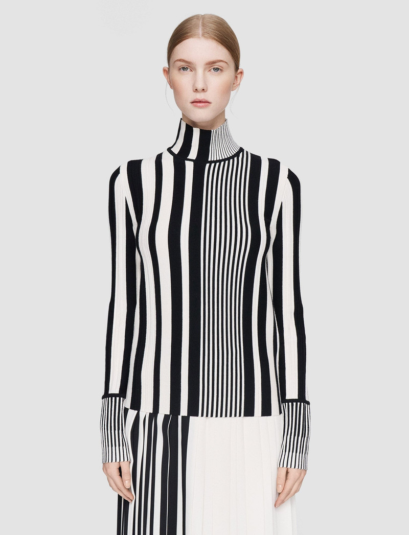 Stripes and Pleats High Neck Jumper 3