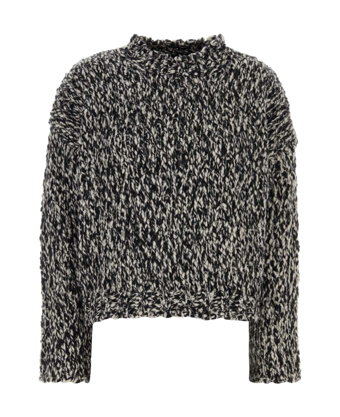 Two-tone Wool Blend Crine Sweater - 1