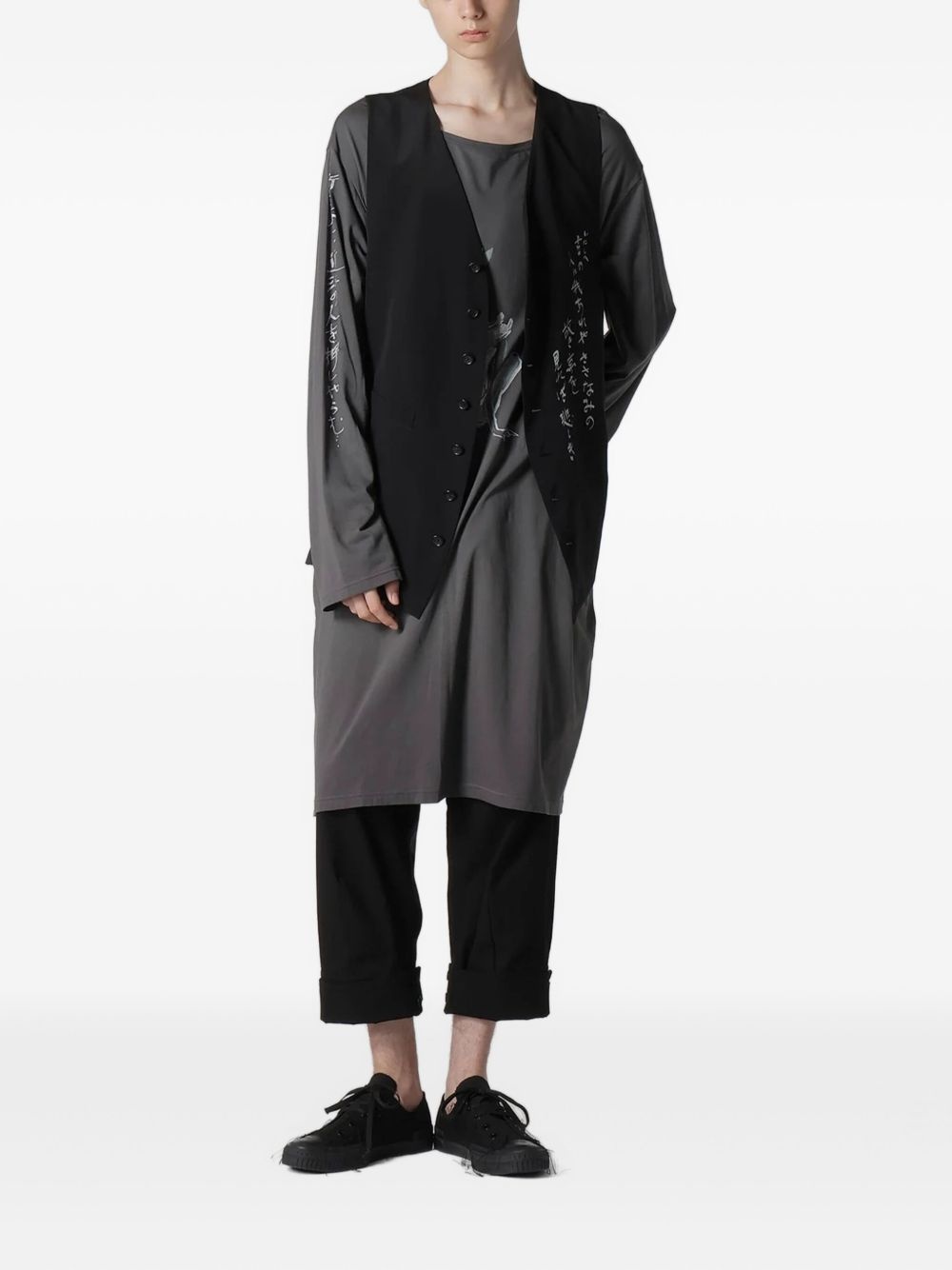 button-up text gilet - 2