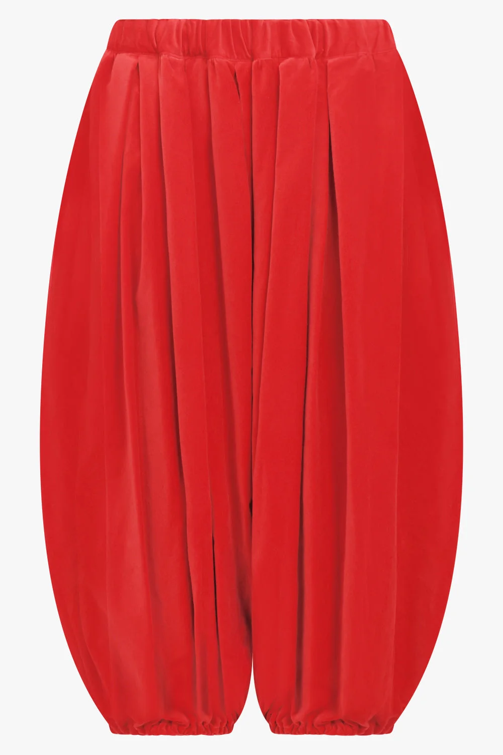 ELASTIC WAIST VELVET DROP CROTCH PANT | RED - 1