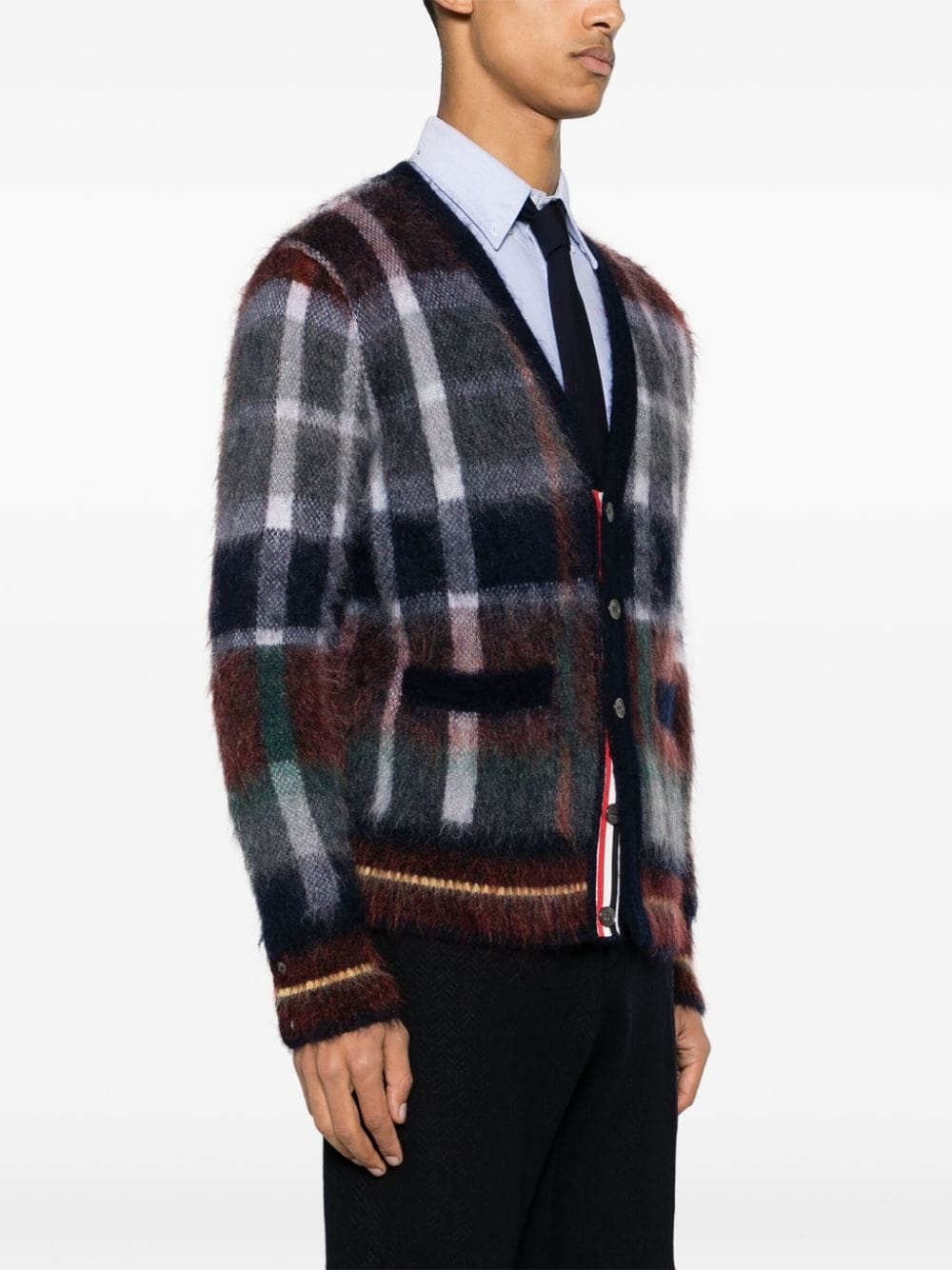 Hector-tartan brushed-effect cardigan - 3