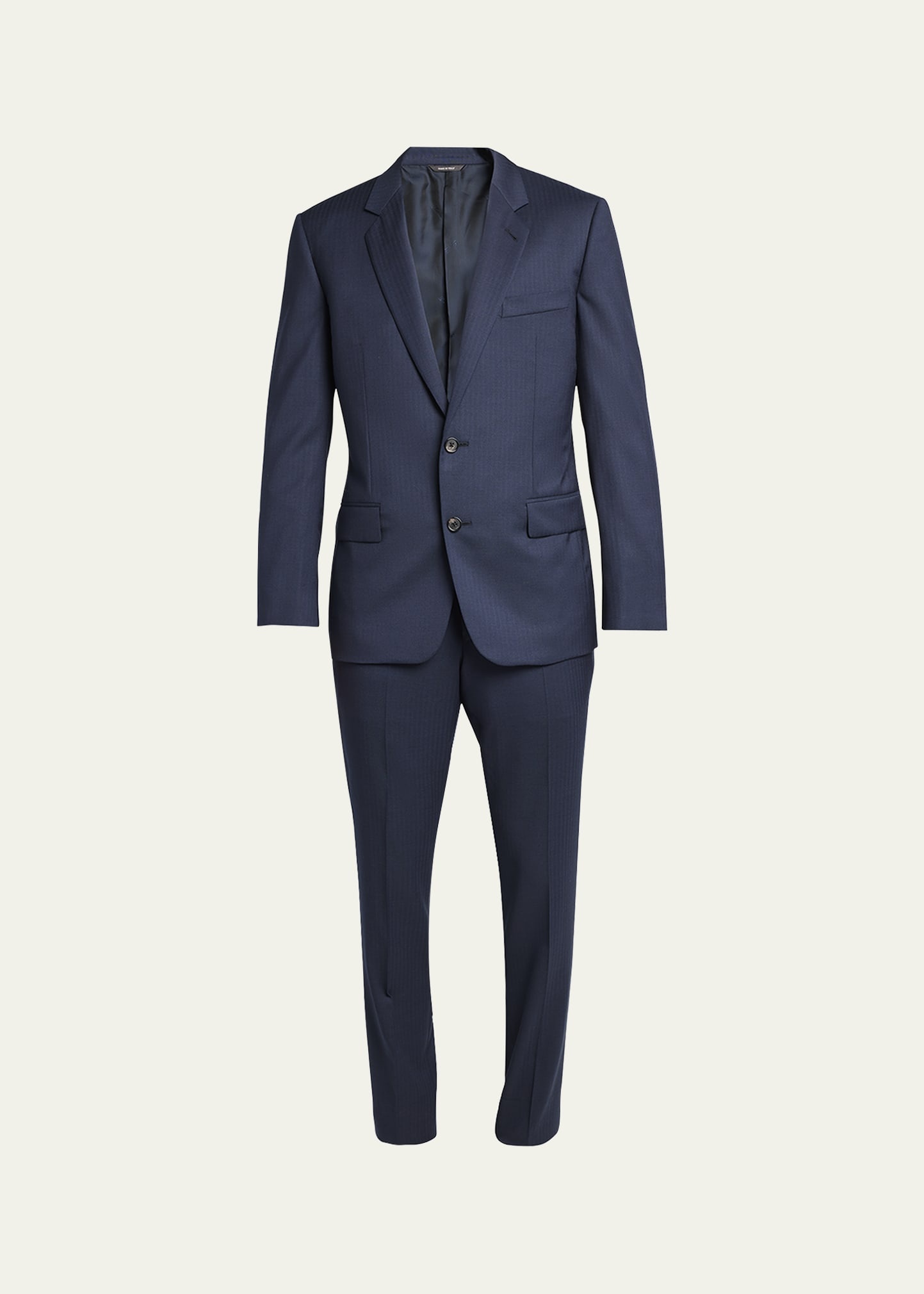 Men's Modern-Fit Wool Herringbone Suit - 1