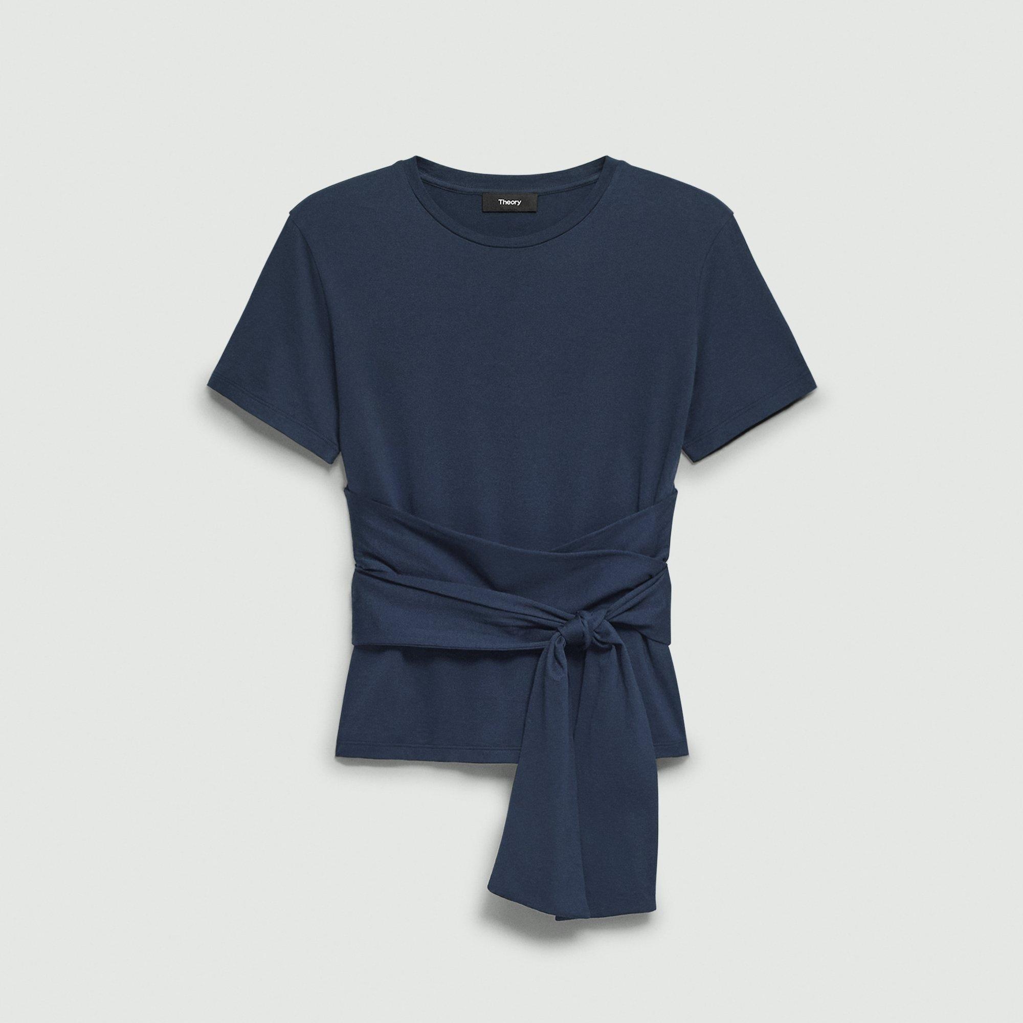 Tie-Front Tee in Cotton - 1