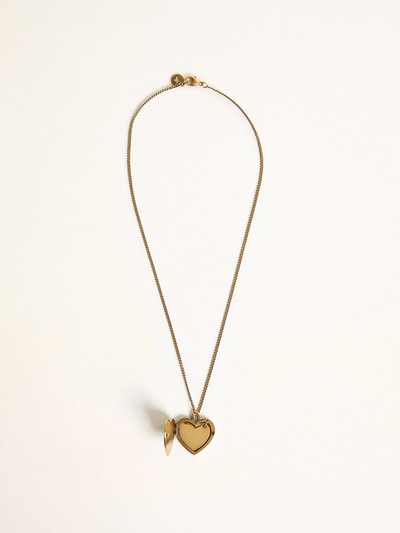 Golden Goose Necklace in antique gold color with heart charms outlook