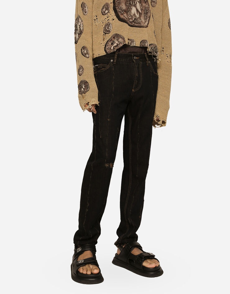 Overdyed regular fit jeans with subtle abrasions - 4