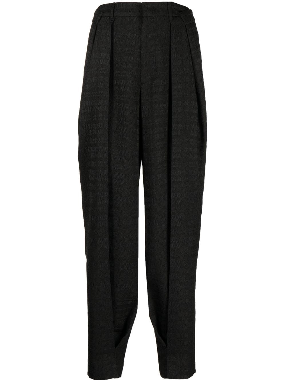 pleated jacquard tailored trousers - 1