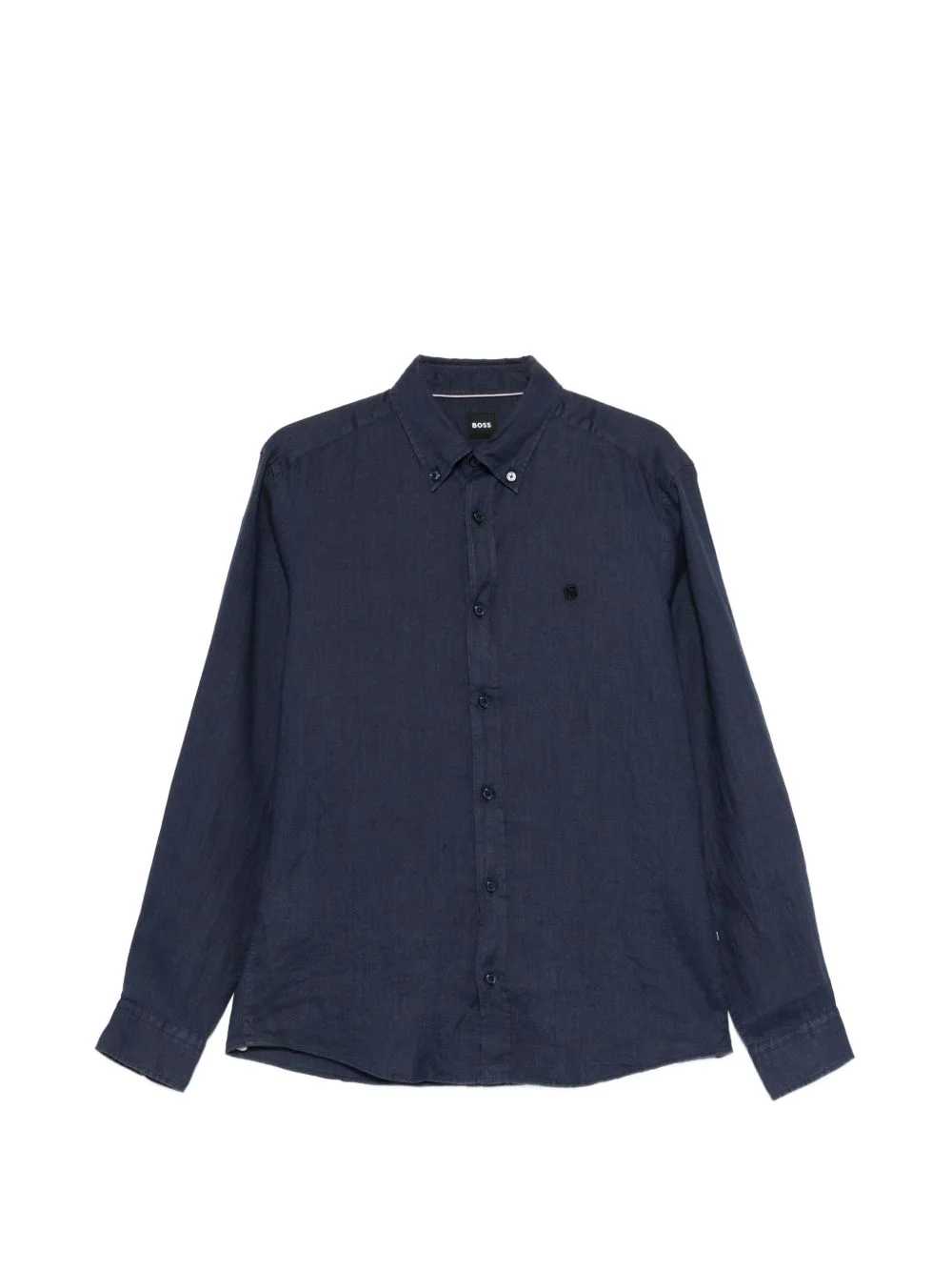 embroidered-logo linen shirt - 1