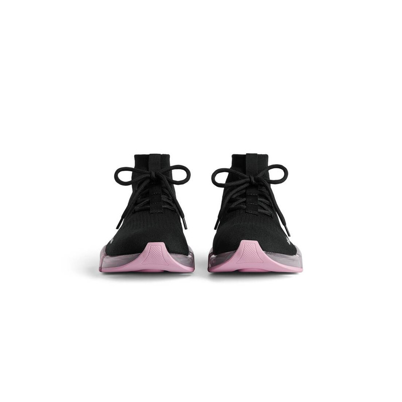 Women's Speed 2.0 Lace Up Full Clear Sole Recycled Knit Sneaker in Black/light Pink 3