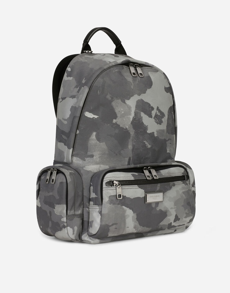 Camouflage-print nylon backpack with branded tag - 3
