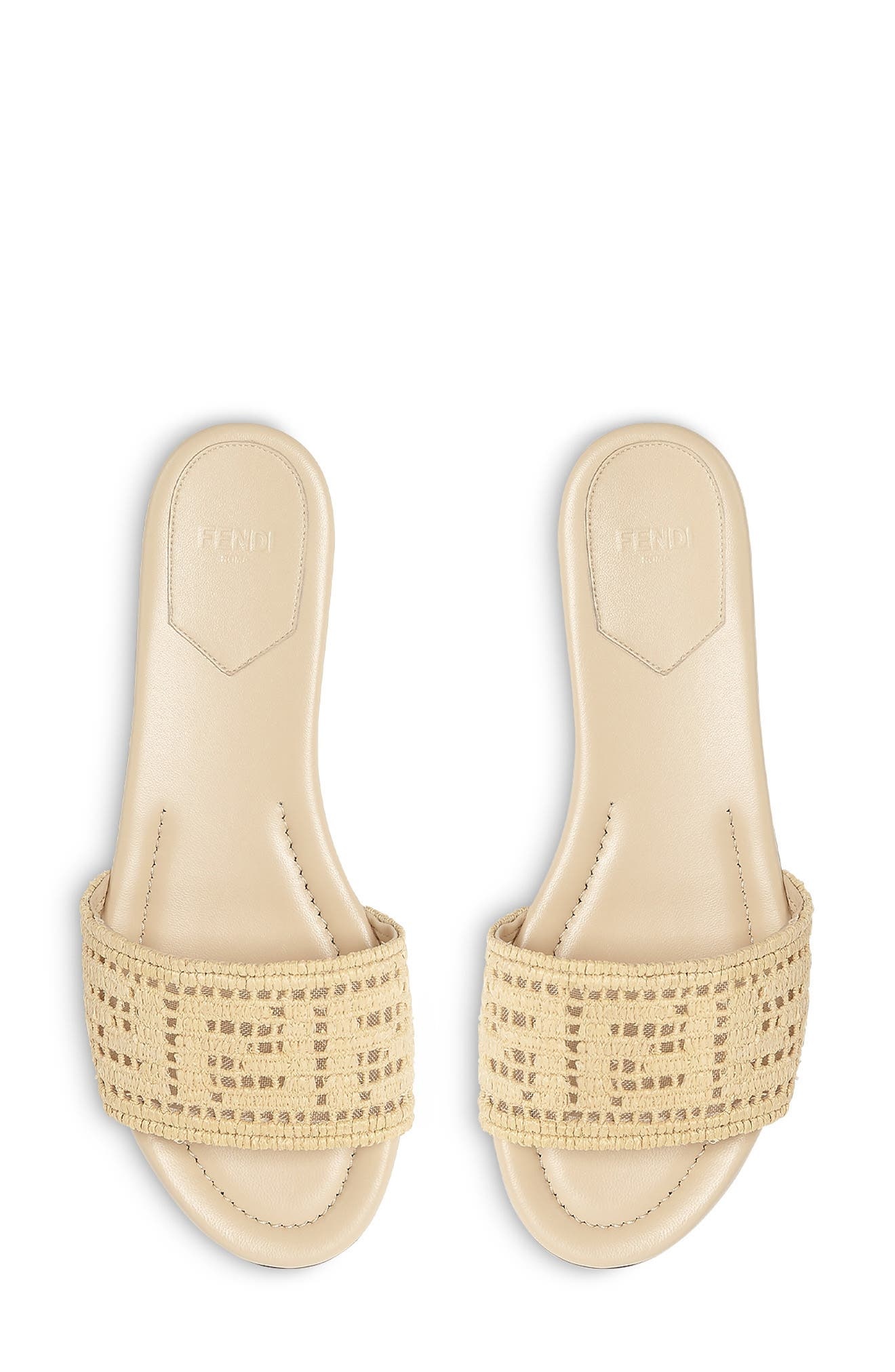 Fendi Sunshine Flat Sandal in Beige Rafia at Nordstrom - 3