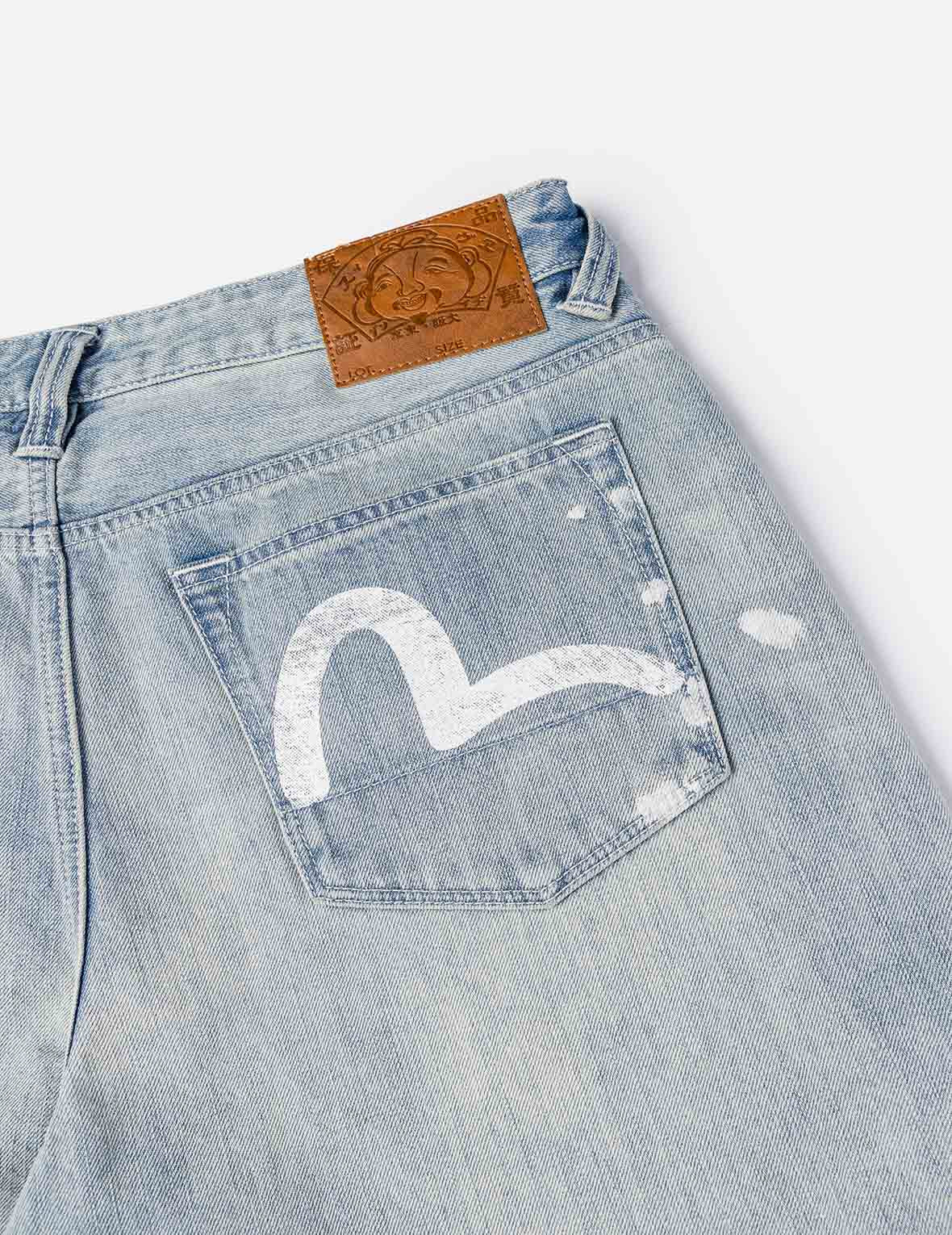 Washed Patchwork and Seagull Print Loose Fit Denim Jeans - 5