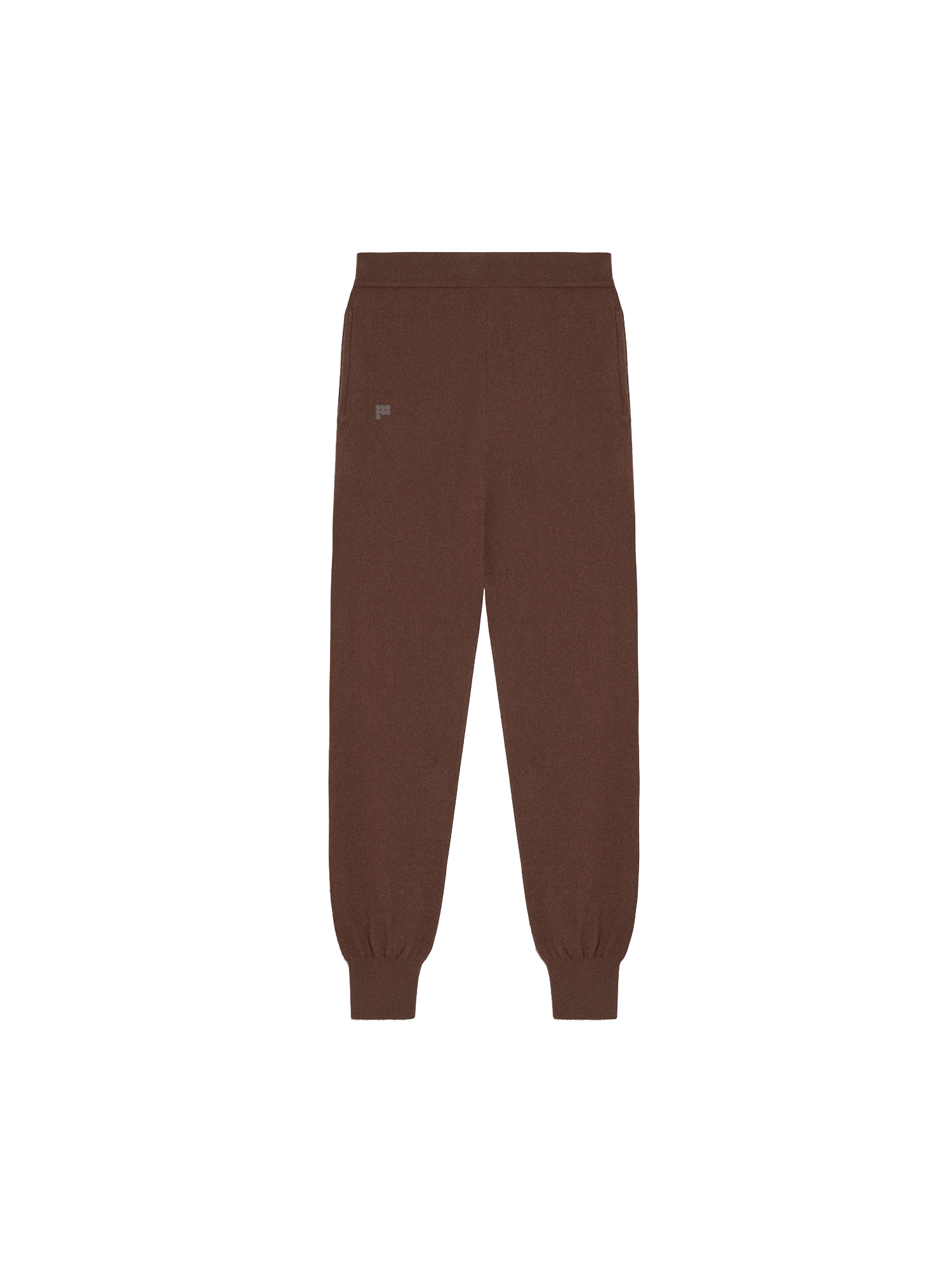 Mens Recycled Cashmere Track Pants - Chestnut Brown - 1