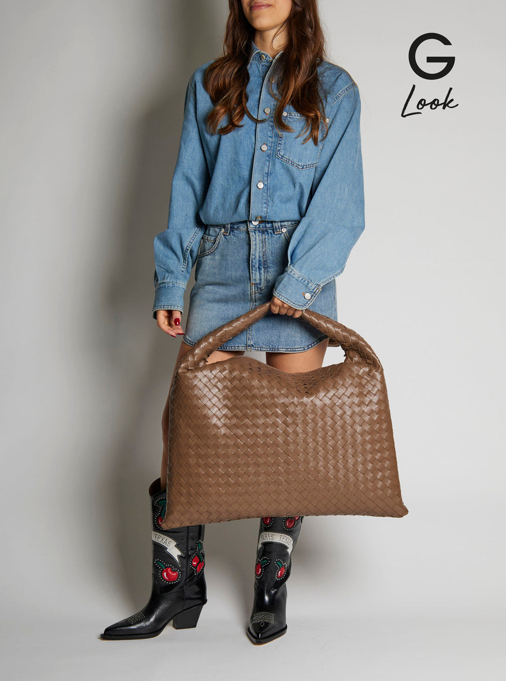Bottega Veneta Women 'Hop Large' Brown Shoulder Bag With All-Over Intreccio Motif In Leather Woman - 6