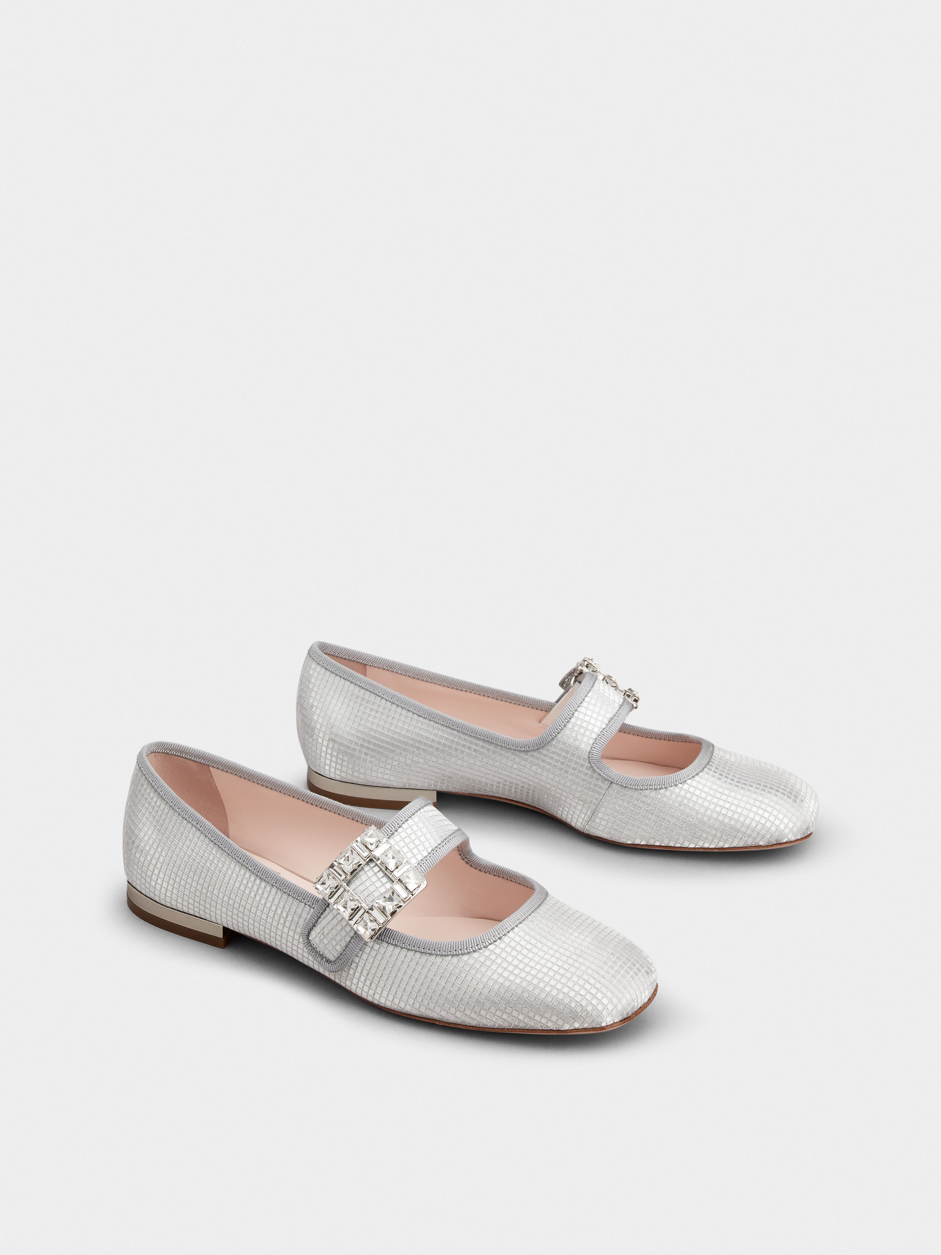 Trés Vivier Strass Buckle Babies Ballerinas in Fabric - 2