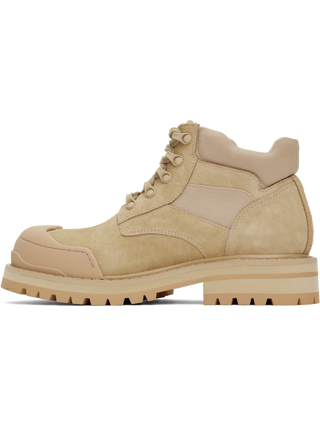 Beige Suede Patchy Combat Boots - 3