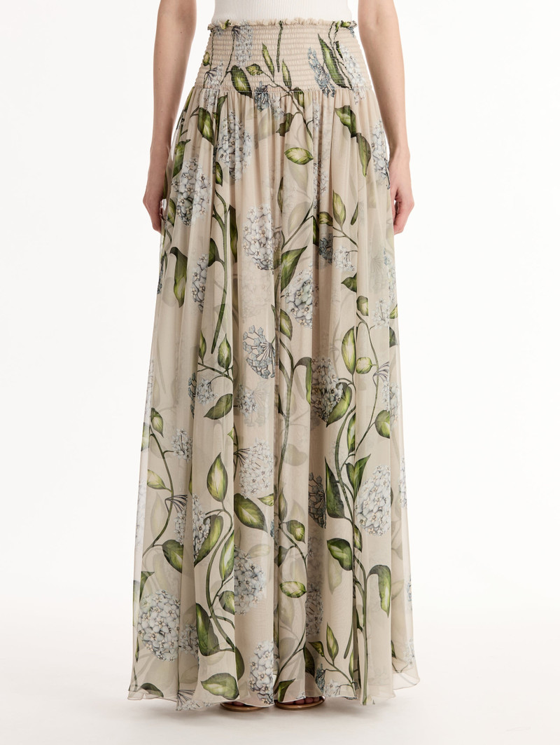 PORCELAIN FLOWER CHIFFON MAXI SKIRT 3