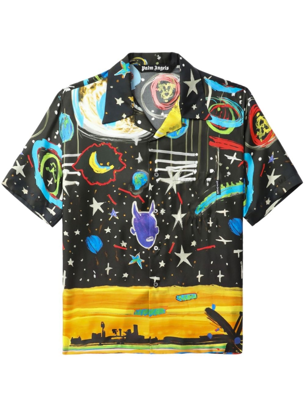Starry Night silk bowling shirt - 1