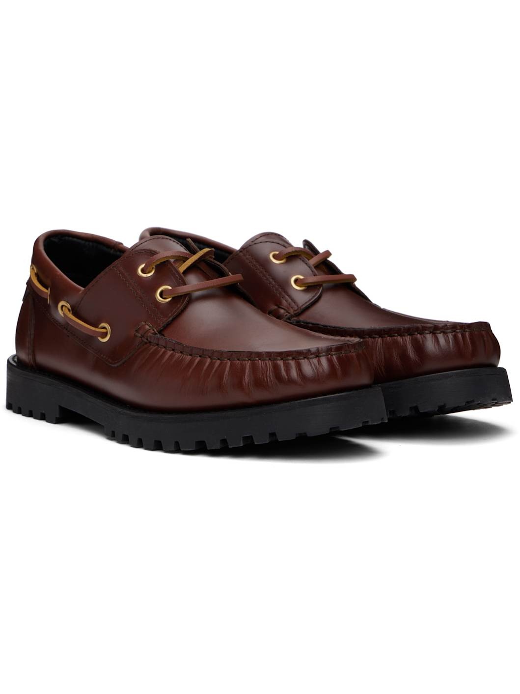 Brown Leather Boat Shoes - 4