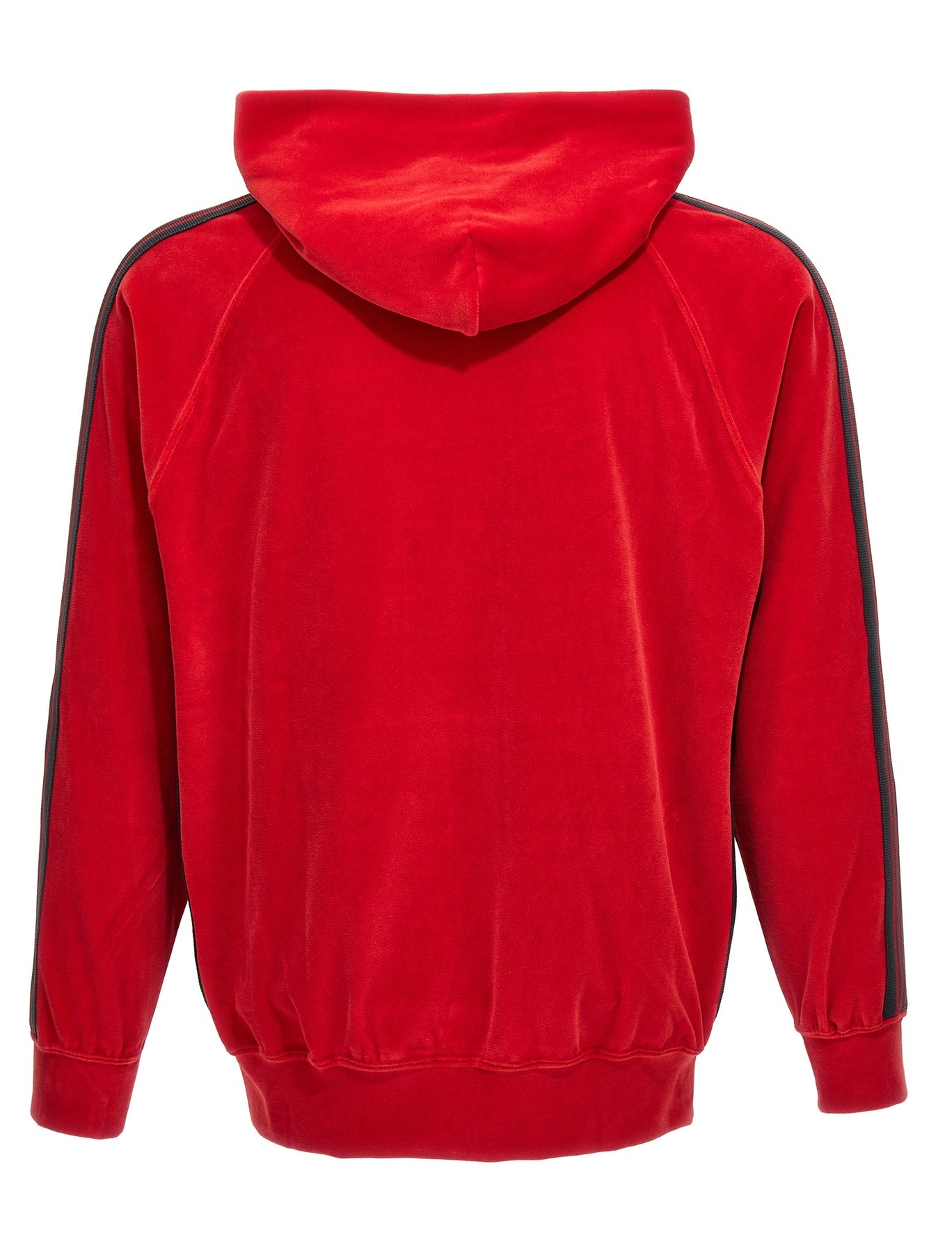 Logo Embroidery Velvet Hoodie Sweatshirt Red - 2