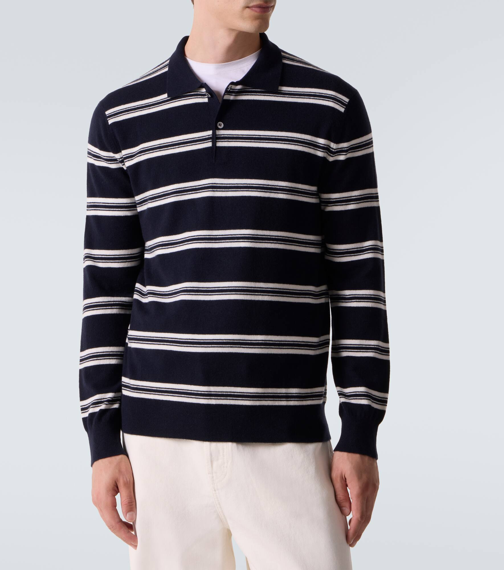 Mr Swansea striped cashmere polo sweater - 3